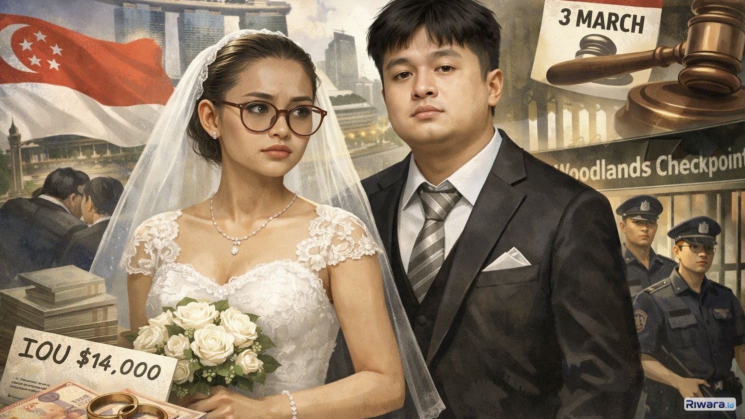 Ilustrasi pernikahan yang berakhir di penjara di Singapura, dibuat dengan bantuan AI